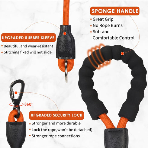 Heavy Duty Three Dog Leash, 3 Dog Leash No Tangle Detachable 360° Swivel Device, Multiple Dog Leash with Padded Handle, for Walking and Training T...