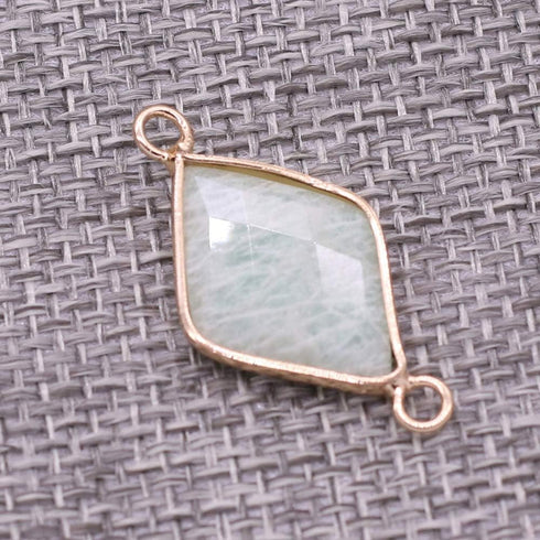 6PCS Natural Stone Pendant Charms,Quadrilateral Shape Random Color Mix Stone Connector Necklace Links Pendants Healing Crystal Quartz Chakra Reiki...