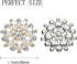 Hicarer 30 Pcs Pearl Rhinestone Flower Buttons Embellishments Craft Rhinestone Flatback Button Round Crystal for Jewelry Making Wedding Party Home...
