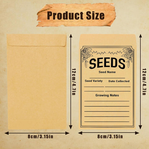 100pcs Seed Packets Envelopes - Seed Storage Envelopes - Vegetable Seeds Saving Envelopes - Self Sealing Kraft Envelopes for Seed Organizer - 3.1 ...