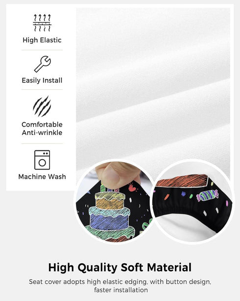 Happy Birthday Office Chair Cover - Stretch Rotating Computer Chair Seat Back Covers, Birthday Gifts Cake Balloons Black Desk Chair Covers Stretch...