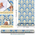 039 Peel and Stick Damask Wallpaper 17.7in×9.8ft Blue/Beige Removable Contact Paper Self Adhesive Vinyl Film for Drawer Furniture Renovation and H...