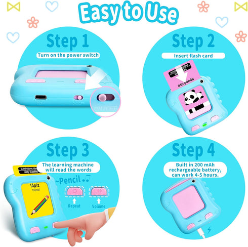 Toddler Bilingual Talking Flash Cards, 280 English & Spanish Sight Words,Kids Toddler Speech Therapy Toys for 2 3 4 5 Year Old Boys Girls,Preschoo...