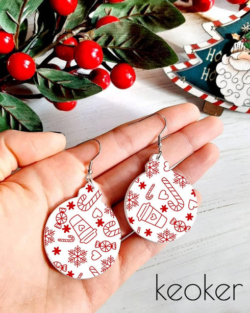 Keoker Christmas Silk Screen for Polymer Clay, Christmas Silk Screen Stencils for Polymer Clay, Printing on Clay & Other Jewelry Clay Earrings Dec...
