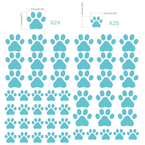 49 Pieces/Set Dog Paws Wall Decals Vinyl Pawprints Sticker Animal Footprint Wall Art Decoration for Kids Boy Girl Baby Nursery Bedroom Living Room...