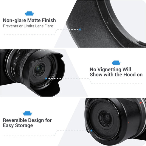 Lens Hood for Canon RF-S 10-18mm F4.5-6.3 IS STM, Reversible Lens Shade Replace Canon EW-53B Lens Hood, Compatible with 49mm Filters and 49mm Lens...