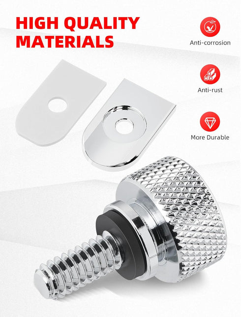 Amazicha Chrome Stainless Steel Seat Bolt Tab Screw Mount Knob Cover Compatible for Harley Davidson Sportster Softail Touring Dyna 1996-2025...