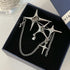 Punk Silver Star Moon Tassel Chain Brooch Collar Pins,Vintage Safety Cubic Zirconia Crystal Chain Tassel Brooch,Brooch Pins Shawl Clips for Women ...