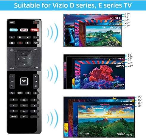 Replacement Remote for Vizio Smart TV Remote XRT-122 and Vizio Smart TV 4K UHD HDR HDTV SmartCast Internet Vizio D E Series LED LCD 24 28 32 39 40...