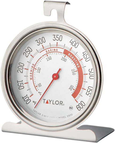 Taylor 5932 Large Dial Kitchen Cooking Oven Thermometer, 3.25 Inch Dial, Stainless Steel, Oven Thermometers, Silver - 2 PACK...