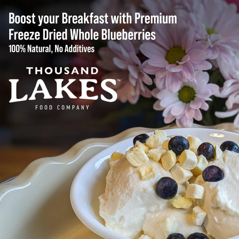 Thousand Lakes Freeze Dried Fruit - Blueberries 3.5 ounces | No Sugar Added | 100% Whole Blueberries...