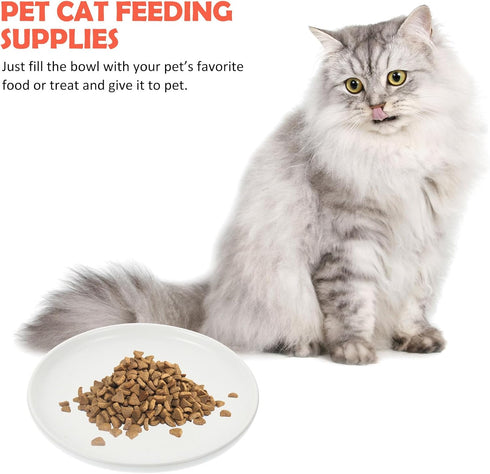 Ceramic Cat Bowls, Shallow Dog Bowls Whisker Stress Cat Dishes, Relieves Fatigue for Food Shallow Kitten Bowl Pet Bowl Dog Feeder Pet Food Dish St...