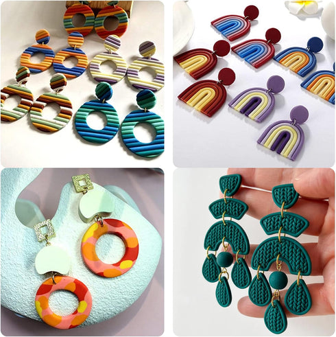 Fchil Floral Polymer Clay Cutters, Flower Leaf Clay Cutters for Earring Making, Boho Geometric Shaped Jewelry Cutters, 29 Pcs...