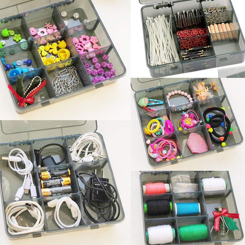 Upgrade 9 Grids Plastic Organizer Box with Dividers, Small Parts Container, Craft Organizer for Beads, Earring, Rings, Buttons and so on…...