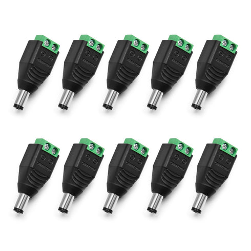 CHANZON Male 10 Pcs 12V 5.5 mm x 2.1 mm DC Power Jack Connector 24V Barrel Plug for CCTV Security Camera Cable Wire Adapter...