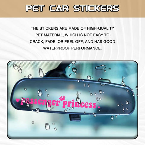 Passenger Princess Sticker Cute Girl Car Decor Queen Letters, Funny Vinyl Window Rearview Mirror Decal Letters Initials Stickers for Girls Women M...