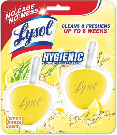 Lysol Automatic In-The-Bowl Toilet Cleaner, Cleans and Freshens Toilet Bowl, Lemon Breeze Scent, 2 Count (Pack of 1)...
