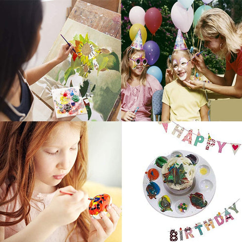 65Pcs Paint Brushes Tray Palettes Set,60pcs Flat Paint Brushes 5 PCS Round Paint Pallets,Small Paint Brushes Bulk Acrylic Oil Watercolor Artist Pa...