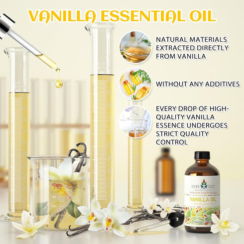 EVOKE OCCU Vanilla Essential Oil 4 Fl Oz, Pure Vanilla Oil for Skin, Diffuser, Aromatherapy - 118ml...