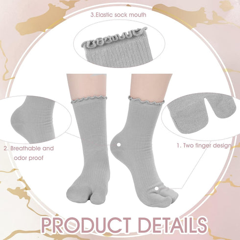 Bencailor 6 Pairs Tabi Split Toe Socks Ruffle Frilly Tabi Socks Elastic Cotton Sandal Socks for Men Women...
