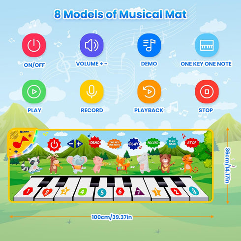 Kids Musical Piano Mats, Dance Mat Gifts Toys for 1 2 3 4 5 6 Year Old Girls Boys Kids Playmat for Toddlers Baby Musical Mats Instruments Educatio...