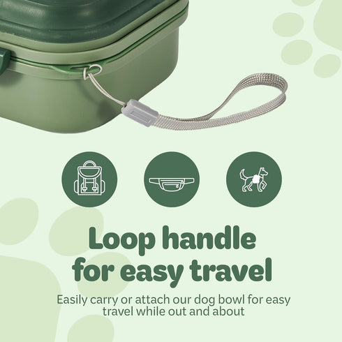 Collapsible Dog Water Bowl 30oz, 2 in 1 Portable Travel Dog Food Bowl with Lid, Easy Carry Loop Handle, Foldable Dog and Cat Food Bowl, Perfect fo...