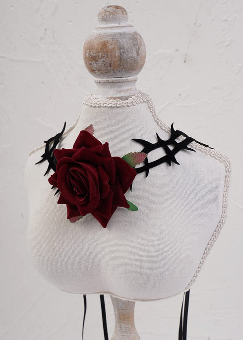 Gothic Red Rose Black Choker Necklace Retro Floral Flower Vampire Collar Necklace for Halloween Cosplay Party Prom, Black and Red, 6.5 grams, 1.0 ...