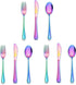 LIANYU 9-Piece Rainbow Kids Silverware Set, Stainless Steel Toddler Utensils Flatware Set, Child Cutlery Tableware Set for 3, Include knife Fork S...