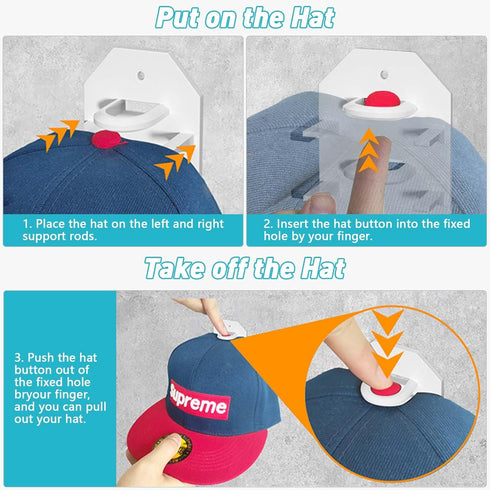 Hat Rack for Wall,1 Pack Hat Organizer for Baseball Caps,Hat Holder Storage Organizer,Hat Hanger Strong Adhesive/Wall Drilled for Door,Bedroom,Clo...