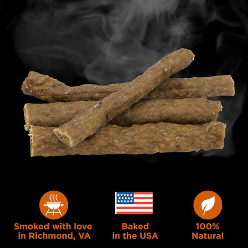 Premium Hickory Smoked Real Beef Dog Treats - Bully Snap Stick, 12 pack - Reward, Puppy & Dog Training Treats - USA Smoked & Packed - No Additives...