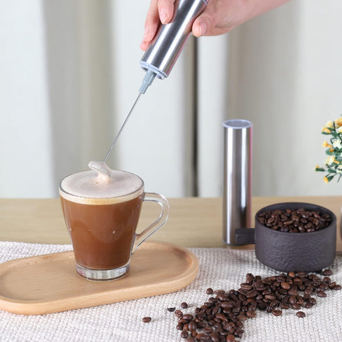 Milk Frother, Handheld Battery Operated Frother for Coffee,Portable Drink Mixer with 2 Stainless Steel Whisk Heads, Milk Foamer for Keto Coffee, L...