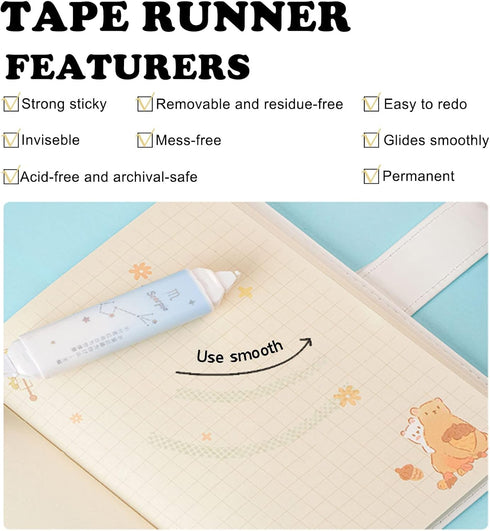 2 in 1 White Out Correction Tape and Double Sided Tape Roller, Cute Quick Dry Japan, with Permanent Adhesive Tape Runner,for School Office Instant...
