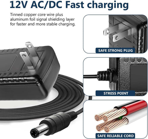 12V AC/DC Power Supply Adapter Compatible for Netgear Arlo Pro/Arlo Pro 2 Base Station VMB3000 VMB4000 CM500-100NAS CM500 CM31T MS3530 Wire-Free H...