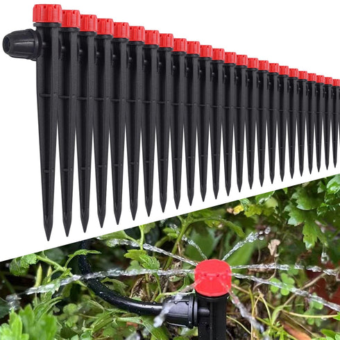 50 Pcs Drip Irrigation Emitters with Lock, Adjustable 360 Degree Water Flow Irrigation Drippers for 1/4 inch Tubing, Garden Irrigation Sprayers fo...
