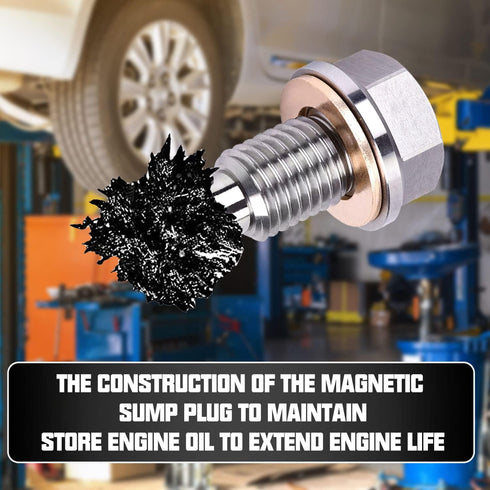1 Pack M12 x 1.25 Aluminum Engine Oil Drain Plug, with 5 Washer Neodymium Magnets Bolts, Oil Sump Heavy Duty Drain Plug, Fits for Leak-Proof Repla...