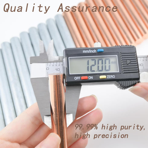 Pure Copper Rod Pure Zinc Rod 99.99% High Purity Diameter x Length ?12mm x 102mm(?0.47" x 4.01") Solid Copper Zinc Bar for Chemical Physics Experi...