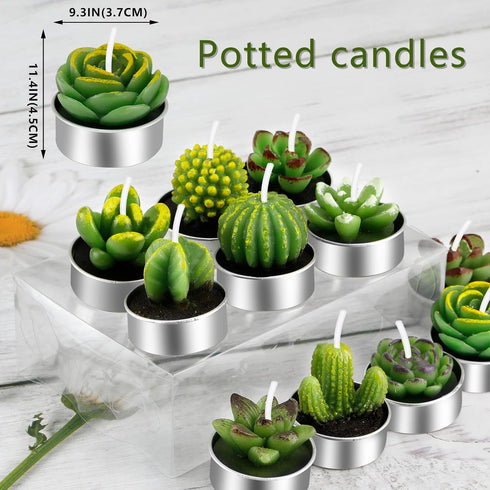 Outee 12 Pcs Cactus Tealight Candles Handmade Delicate Succulent Candle Cactus Candles Smokeless Aromatherapy Mini Candles Tea Lights 12 Styles fo...
