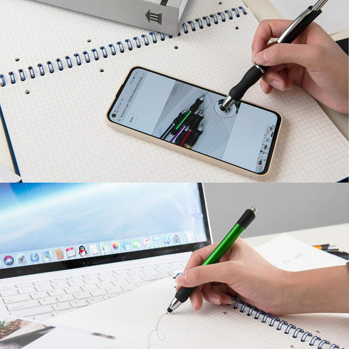 Retractable Ballpoint Pens Black Ink Pen Medium Point Work Smooth Writing for Men Women Pens for Universal Touchscreen Devices, iPad, iPhone, Andr...