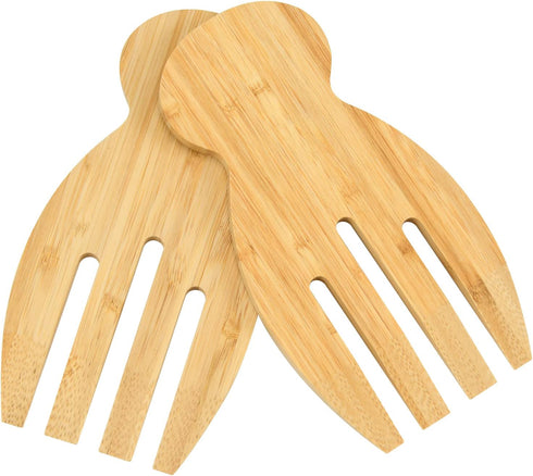 Bamboo Salad Hands, 2pcs 7.1in Bamboo Salad Server, Bamboo Kitchen Helper With Smooth Surface by Hand Grinding, Salad Claws Set for Serving Salad,...
