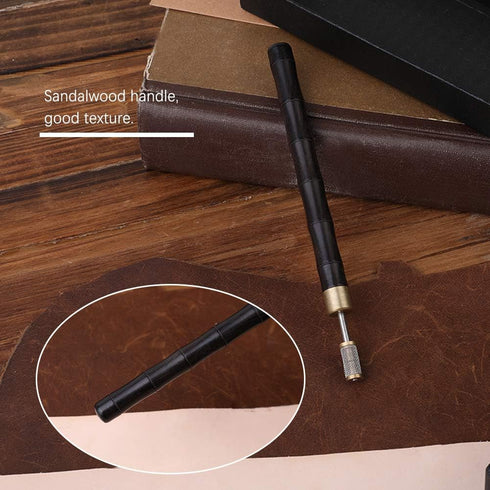 DIUDUS Leather Edge Dye Pen Edge Dye Roller Pen Wood Handle Stainless Steel Top Edge Dye Roller Oil Pen, Leather Edge Painting Roller Tools for Le...