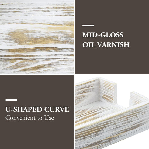 MyGift Shabby White Washed Solid Wood Bathroom Counter Guest Folded Paper Towel Holder, Sink Countertop Disposable Napkin Dispenser Vanity Toiletr...