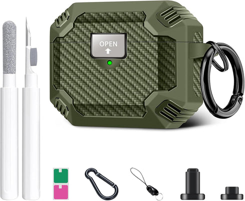 Maxjoy for AirPods 2nd Generation Case Cover with Cleaner Kit Set(10-in-1),Full Body Rugged Hard Shell Protective Case for AirPods Case,Front LED ...
