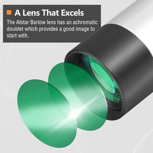 Alstar 1.25" 2X Barlow Lens MultiCoated Metal with M42x0.75 Thread Camera Interface for Telescopes...