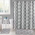 WELTRXE Moroccan Fabric Shower Curtain with Hooks, Waterproof Polyester Geometric Pattern Bathroom Curtains, Machine Washable, 72 x 72 inches, Gra...