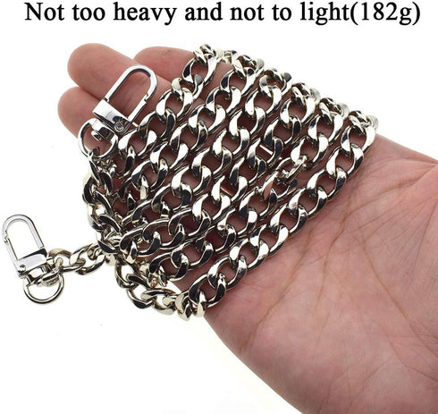 HAHIYO Purse Chain Strap Length 55.1 inches Bright Silver for Shoulder Cross Body Sling Purse Handbag Clutch Replacement Strap Comfortable Flat 0....