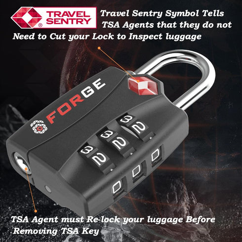 Forge TSA Approved Locks, Luggage Locks TSA Approved for School,Gym, Suitcase,Baggage, Locker. Open Alert Indicator, Easy Read Dials, Alloy Body T...