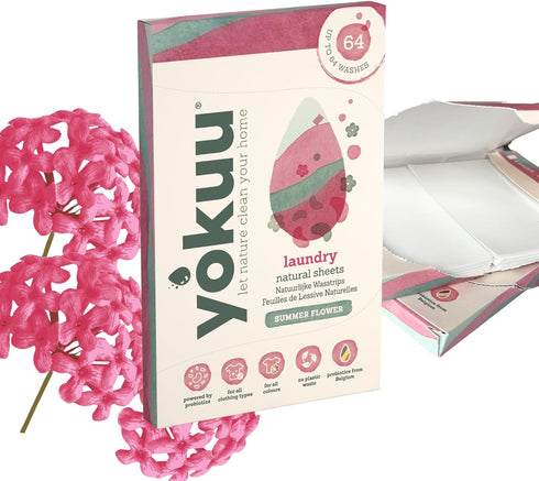 YOKUU Probiotic Laundry Sheets | 64 loads | Summer Flower Scented Washing Sheets | Travel Washing Detergent | Eco Laundry Detergent Sheets...