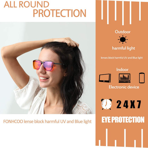 FONHCOO Clip-on Blue Light Blocking Glasses Womens Mens 2 Pack over Prescription Glasses Framless Lens Anti Eyestrain Headaches UV Filter Computer...