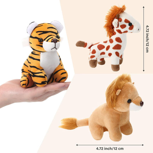 7 Pieces Plush Safari Animals 4.72 Inches Jungle Stuffed Animal Set includes Plush Giraffe Tiger Lion Bear Elephant Zebra for Zoo Animal Themed Pa...