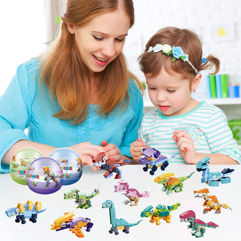 12 in 1 Pre Filled Dinosaur Building Block Set-12 Pcs Mini Building Blocks Toys, STEM Building Blocks Toys, Classroom Prize Toys, Party Favor for ...